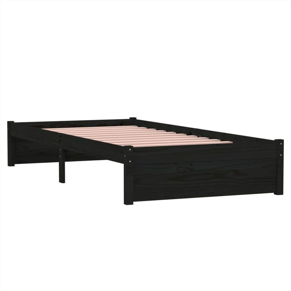 Bed Frame Black Solid Wood 90x190 cm 3FT Single Bed Frame Black Solid Wood 90x190 Cm 3FT Single -NEWTRAL Sales Shop Bed Frame Black Solid Wood 90x190 cm 3FT Single 510910 3