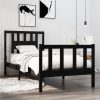 Bed Frame Black Solid Wood 90x190 Cm 3FT Single