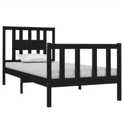 Bed Frame Black Solid Wood 90x190 Cm 3FT Single -NEWTRAL Sales Shop Bed Frame Black Solid Wood 90x190 cm 3FT Single 514870 2