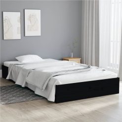 Bed Frame Black Solid Wood 90x200 Cm