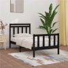 Bed Frame Black Solid Wood Pine 100x200 Cm