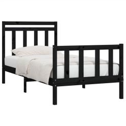 Bed Frame Black Solid Wood Pine 100x200 Cm -NEWTRAL Sales Shop Bed Frame Black Solid Wood Pine 100x200 cm 512447 2
