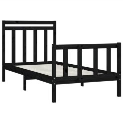 Bed Frame Black Solid Wood Pine 100x200 Cm -NEWTRAL Sales Shop Bed Frame Black Solid Wood Pine 100x200 cm 512447 3