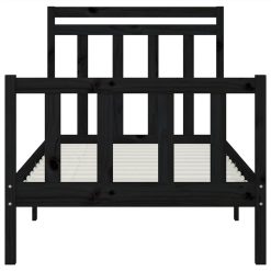 Bed Frame Black Solid Wood Pine 100x200 Cm -NEWTRAL Sales Shop Bed Frame Black Solid Wood Pine 100x200 cm 512447 4