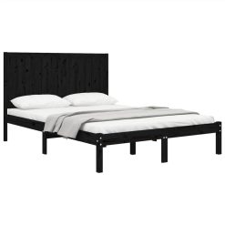 Bed Frame Black Solid Wood Pine 120x190 Cm 4FT Small Double 2 Bed Frame Black Solid Wood Pine 120x190 Cm 4FT Small Double -NEWTRAL Sales Shop Bed Frame Black Solid Wood Pine 120x190 cm 4FT Small Double 510883 2