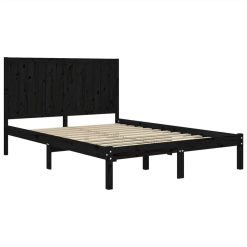 Bed Frame Black Solid Wood Pine 120x190 Cm 4FT Small Double 3 Bed Frame Black Solid Wood Pine 120x190 Cm 4FT Small Double -NEWTRAL Sales Shop Bed Frame Black Solid Wood Pine 120x190 cm 4FT Small Double 510883 3