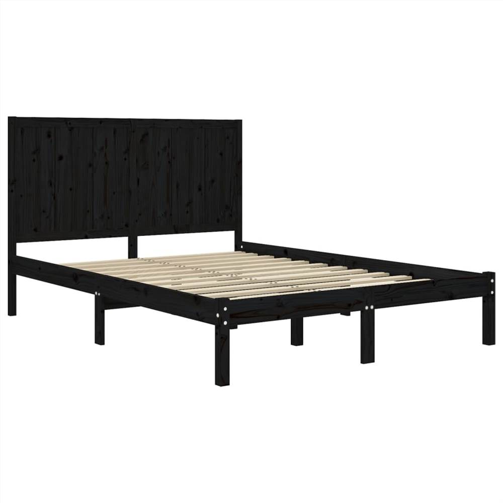 Bed Frame Black Solid Wood Pine 120x190 cm 4FT Small Double Bed Frame Black Solid Wood Pine 120x190 Cm 4FT Small Double -NEWTRAL Sales Shop Bed Frame Black Solid Wood Pine 120x190 cm 4FT Small Double 510883 3
