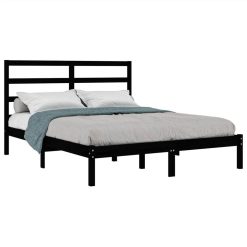 Bed Frame Black Solid Wood Pine 120x200 Cm -NEWTRAL Sales Shop Bed Frame Black Solid Wood Pine 120x200 cm 510298 2