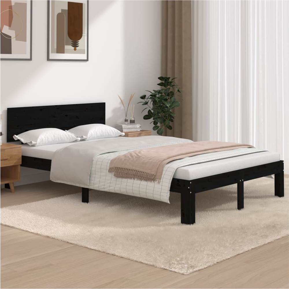 Bed Frame Black Solid Wood Pine 120x200 cm Bed Frame Black Solid Wood Pine 120x200 Cm -NEWTRAL Sales Shop Bed Frame Black Solid Wood Pine 120x200 cm 510324 0