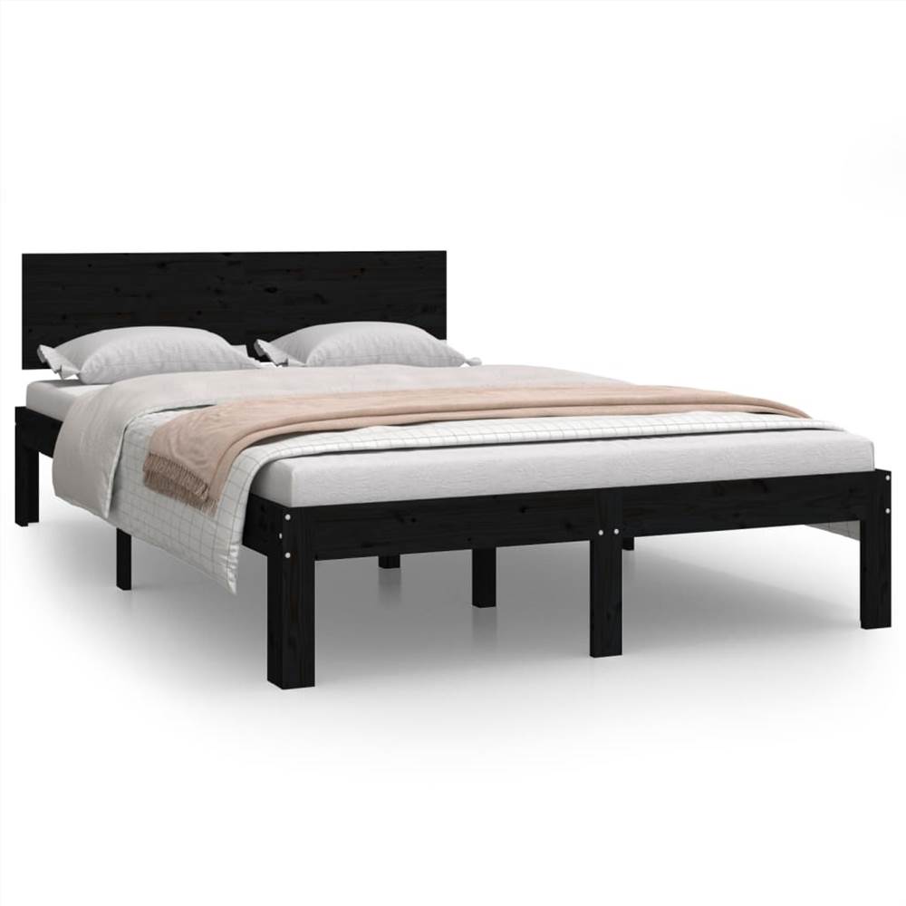 Bed Frame Black Solid Wood Pine 120x200 cm Bed Frame Black Solid Wood Pine 120x200 Cm -NEWTRAL Sales Shop Bed Frame Black Solid Wood Pine 120x200 cm 510324 1