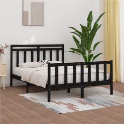 Bed Frame Black Solid Wood Pine 120x200 Cm