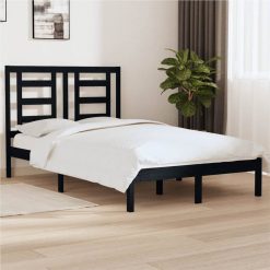 Bed Frame Black Solid Wood Pine 120x200 Cm