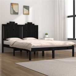 Bed Frame Black Solid Wood Pine 120x200 Cm