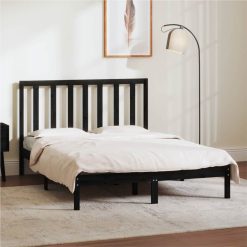 Bed Frame Black Solid Wood Pine 135x190 Cm 4FT6 Double