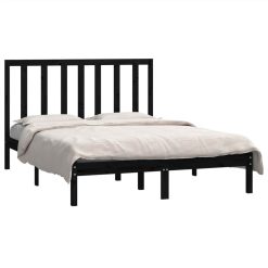 Bed Frame Black Solid Wood Pine 135x190 Cm 4FT6 Double 2 Bed Frame Black Solid Wood Pine 135x190 Cm 4FT6 Double -NEWTRAL Sales Shop Bed Frame Black Solid Wood Pine 135x190 cm 4FT6 Double 514234 2