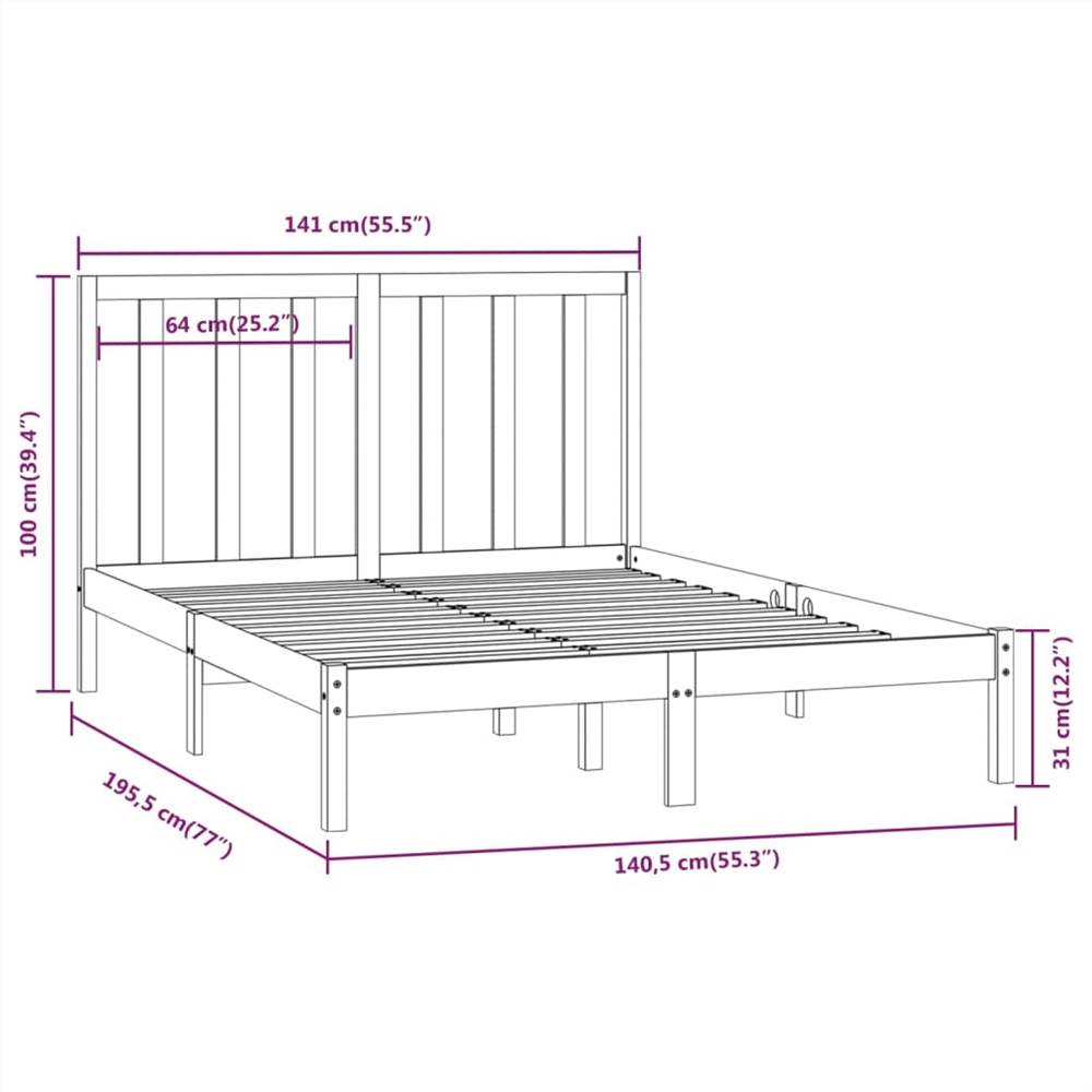Bed Frame Black Solid Wood Pine 135x190 cm 4FT6 Double Bed Frame Black Solid Wood Pine 135x190 Cm 4FT6 Double -NEWTRAL Sales Shop Bed Frame Black Solid Wood Pine 135x190 cm 4FT6 Double 514234 5