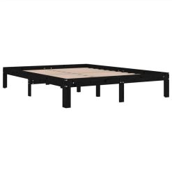 Bed Frame Black Solid Wood Pine 140x190 Cm -NEWTRAL Sales Shop Bed Frame Black Solid Wood Pine 140x190 cm 510225 2