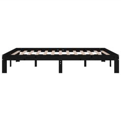 Bed Frame Black Solid Wood Pine 140x190 Cm -NEWTRAL Sales Shop Bed Frame Black Solid Wood Pine 140x190 cm 510225 4