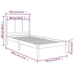 Bed Frame Black Solid Wood Pine 90x190 Cm 3FT Single 5 Bed Frame Black Solid Wood Pine 90x190 Cm 3FT Single -NEWTRAL Sales Shop Bed Frame Black Solid Wood Pine 90x190 cm 3FT Single 514118 5