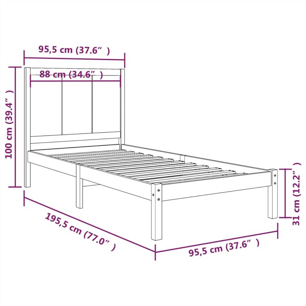 Bed Frame Black Solid Wood Pine 90x190 cm 3FT Single Bed Frame Black Solid Wood Pine 90x190 Cm 3FT Single -NEWTRAL Sales Shop Bed Frame Black Solid Wood Pine 90x190 cm 3FT Single 514118 5