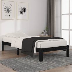 Bed Frame Black Solid Wood Pine 90x200 Cm