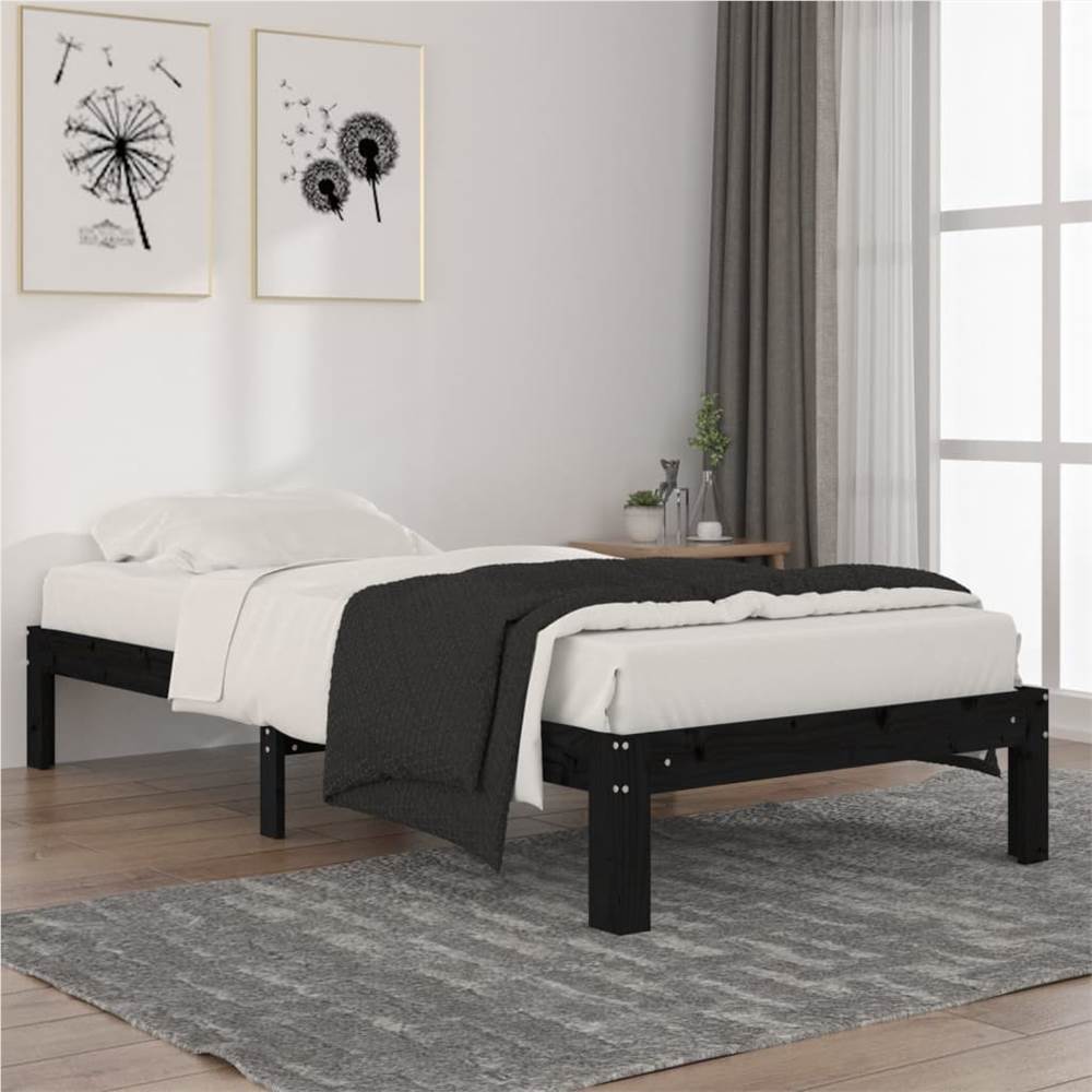 Bed Frame Black Solid Wood Pine 90x200 cm Bed Frame Black Solid Wood Pine 90x200 Cm -NEWTRAL Sales Shop Bed Frame Black Solid Wood Pine 90x200 cm 510068 0