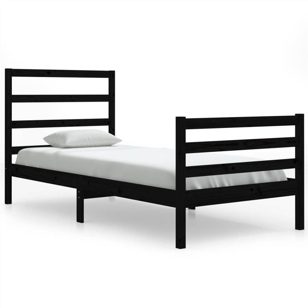 Bed Frame Black Solid Wood Pine 90x200 cm Bed Frame Black Solid Wood Pine 90x200 Cm -NEWTRAL Sales Shop Bed Frame Black Solid Wood Pine 90x200 cm 512267 1