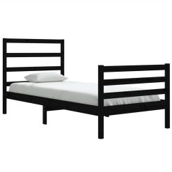 Bed Frame Black Solid Wood Pine 90x200 Cm 2 Bed Frame Black Solid Wood Pine 90x200 Cm -NEWTRAL Sales Shop Bed Frame Black Solid Wood Pine 90x200 cm 512267 2