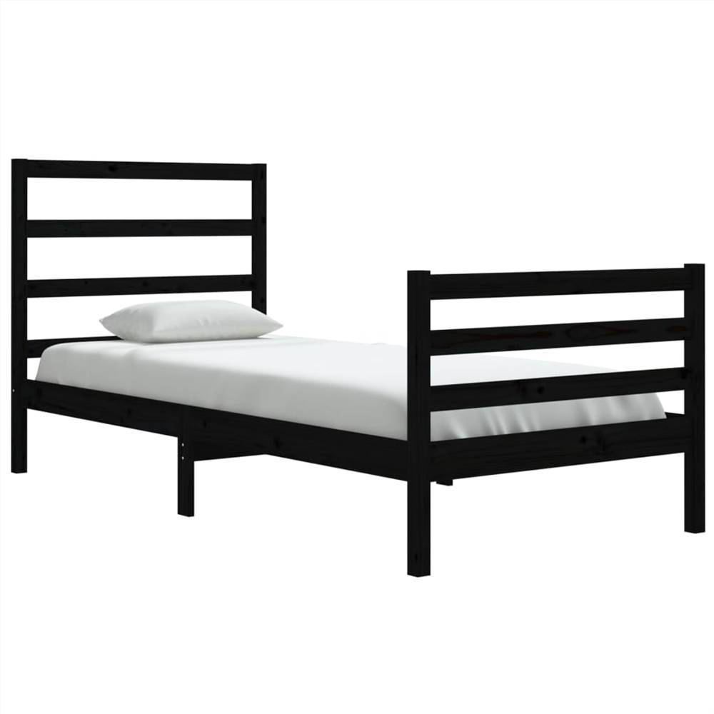 Bed Frame Black Solid Wood Pine 90x200 cm Bed Frame Black Solid Wood Pine 90x200 Cm -NEWTRAL Sales Shop Bed Frame Black Solid Wood Pine 90x200 cm 512267 2