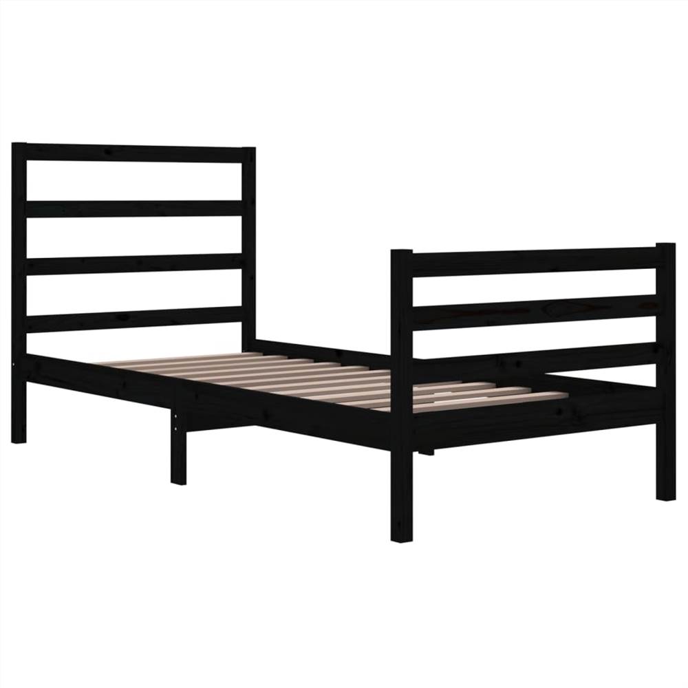 Bed Frame Black Solid Wood Pine 90x200 cm Bed Frame Black Solid Wood Pine 90x200 Cm -NEWTRAL Sales Shop Bed Frame Black Solid Wood Pine 90x200 cm 512267 3