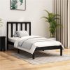 Bed Frame Black Solid Wood Pine 90x200 Cm