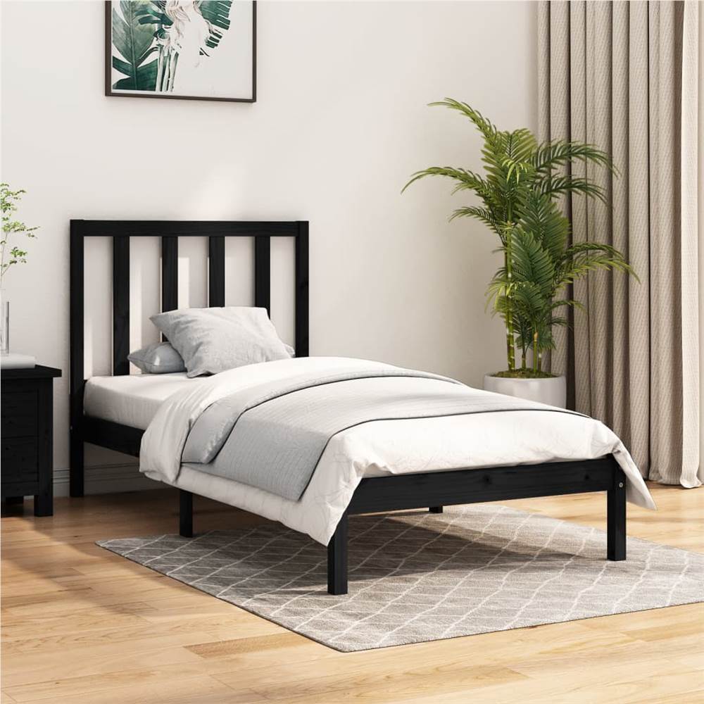 Bed Frame Black Solid Wood Pine 90x200 cm Bed Frame Black Solid Wood Pine 90x200 Cm -NEWTRAL Sales Shop Bed Frame Black Solid Wood Pine 90x200 cm 512494 0