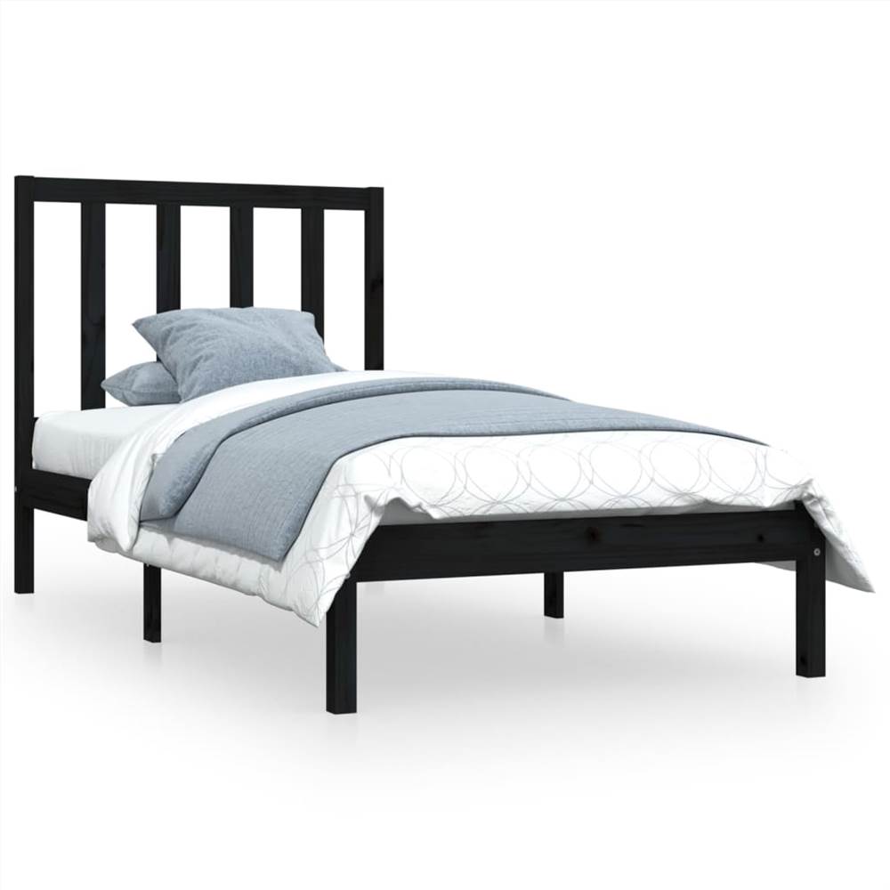 Bed Frame Black Solid Wood Pine 90x200 cm Bed Frame Black Solid Wood Pine 90x200 Cm -NEWTRAL Sales Shop Bed Frame Black Solid Wood Pine 90x200 cm 512494 1