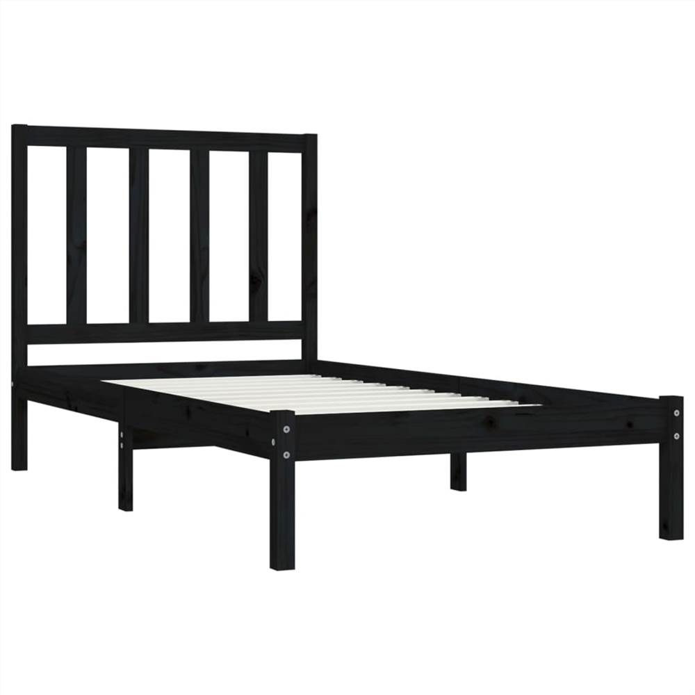 Bed Frame Black Solid Wood Pine 90x200 cm Bed Frame Black Solid Wood Pine 90x200 Cm -NEWTRAL Sales Shop Bed Frame Black Solid Wood Pine 90x200 cm 512494 3