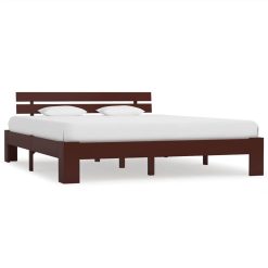 Bed Frame Dark Brown Solid Pine Wood 180x200 Cm 6FT Super King