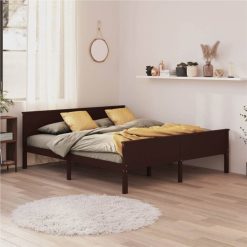 Bed Frame Dark Brown Solid Wood Pine 180x200 Cm