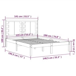 Bed Frame Grey Solid Wood 135x190 Cm 4FT6 Double -NEWTRAL Sales Shop Bed Frame Grey Solid Wood 135x190 cm 4FT6 Double 514656 5