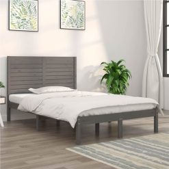 Bed Frame Grey Solid Wood 135x190 Cm 4FT6 Double