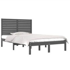 Bed Frame Grey Solid Wood 135x190 Cm 4FT6 Double -NEWTRAL Sales Shop Bed Frame Grey Solid Wood 135x190 cm 4FT6 Double 515570 2