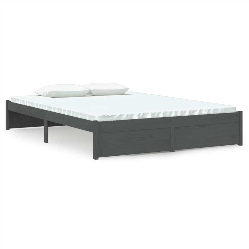 Bed Frame Grey Solid Wood 140x190 cm Bed Frame Grey Solid Wood 140x190 Cm -NEWTRAL Sales Shop Bed Frame Grey Solid Wood 140x190 cm 510882 1