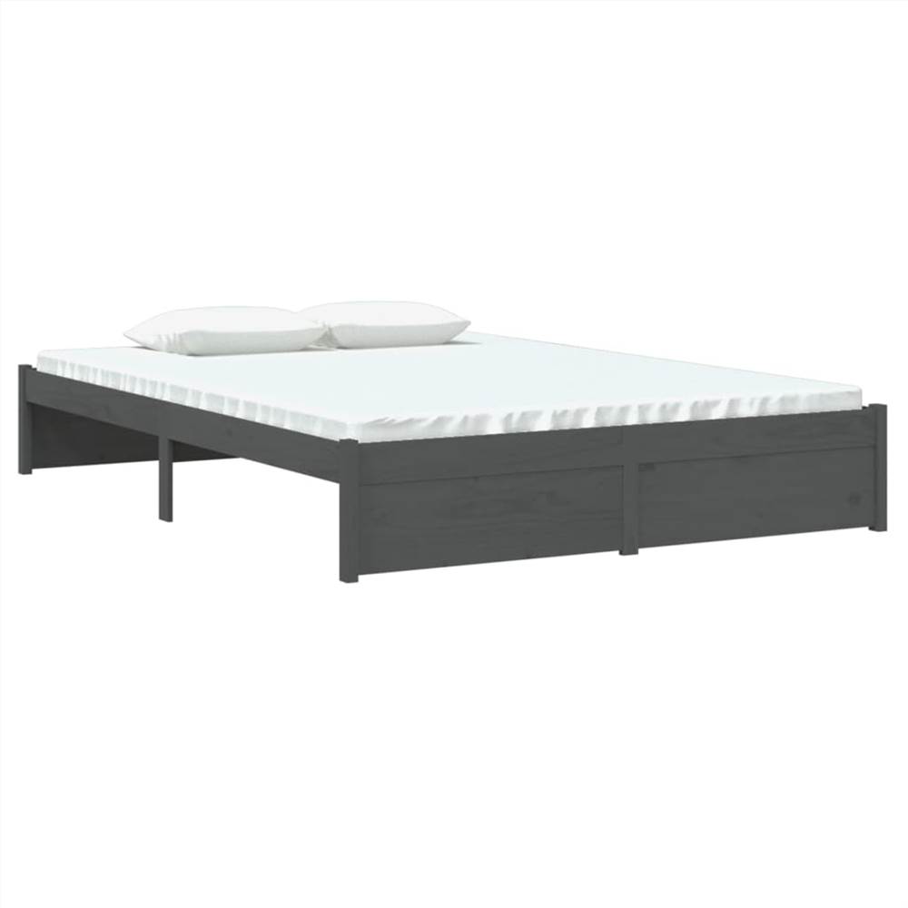 Bed Frame Grey Solid Wood 140x190 cm Bed Frame Grey Solid Wood 140x190 Cm -NEWTRAL Sales Shop Bed Frame Grey Solid Wood 140x190 cm 510882 2