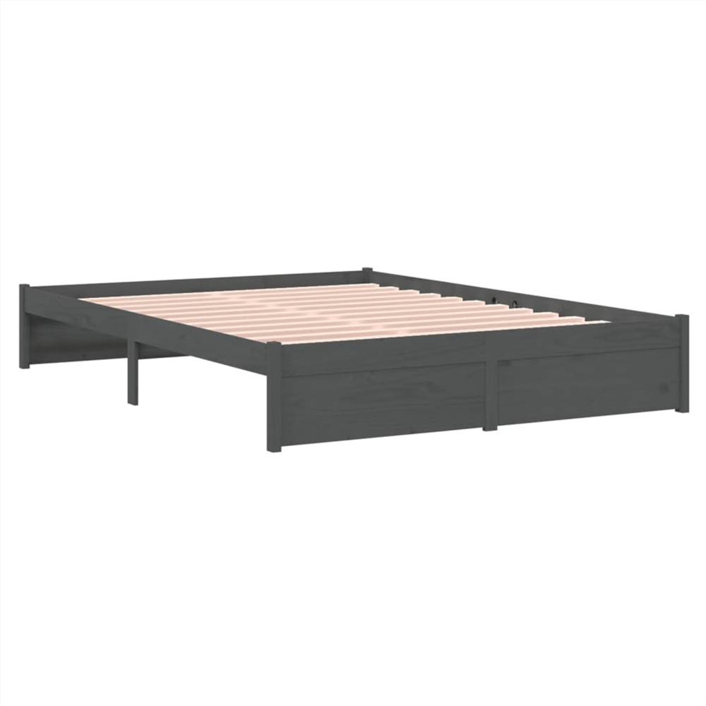Bed Frame Grey Solid Wood 140x190 cm Bed Frame Grey Solid Wood 140x190 Cm -NEWTRAL Sales Shop Bed Frame Grey Solid Wood 140x190 cm 510882 3