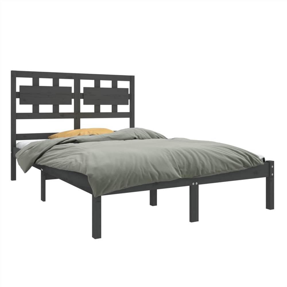 Bed Frame Grey Solid Wood 140x190 cm Bed Frame Grey Solid Wood 140x190 Cm -NEWTRAL Sales Shop Bed Frame Grey Solid Wood 140x190 cm 511336 2
