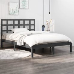 Bed Frame Grey Solid Wood 140x190 Cm