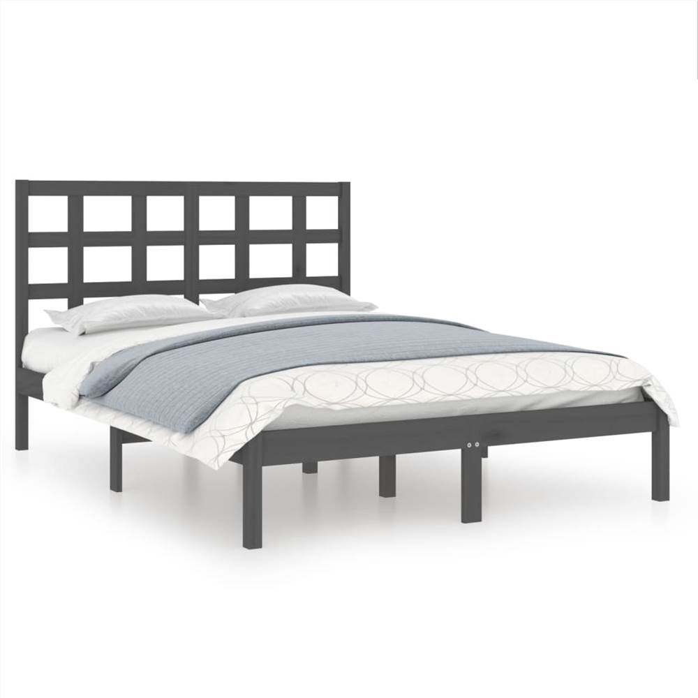Bed Frame Grey Solid Wood 140x190 cm Bed Frame Grey Solid Wood 140x190 Cm -NEWTRAL Sales Shop Bed Frame Grey Solid Wood 140x190 cm 512506 1