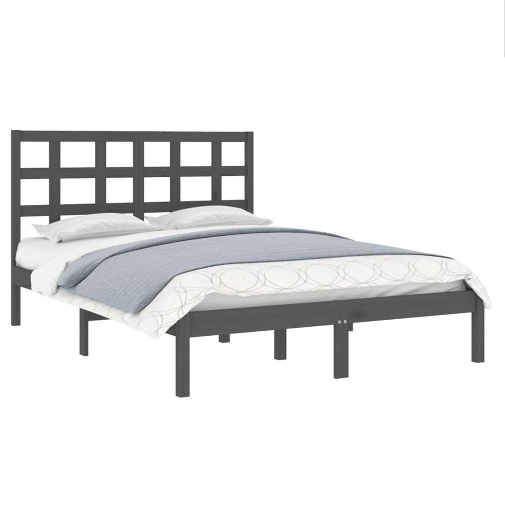 Bed Frame Grey Solid Wood 140x190 cm Bed Frame Grey Solid Wood 140x190 Cm -NEWTRAL Sales Shop Bed Frame Grey Solid Wood 140x190 cm 512506 2