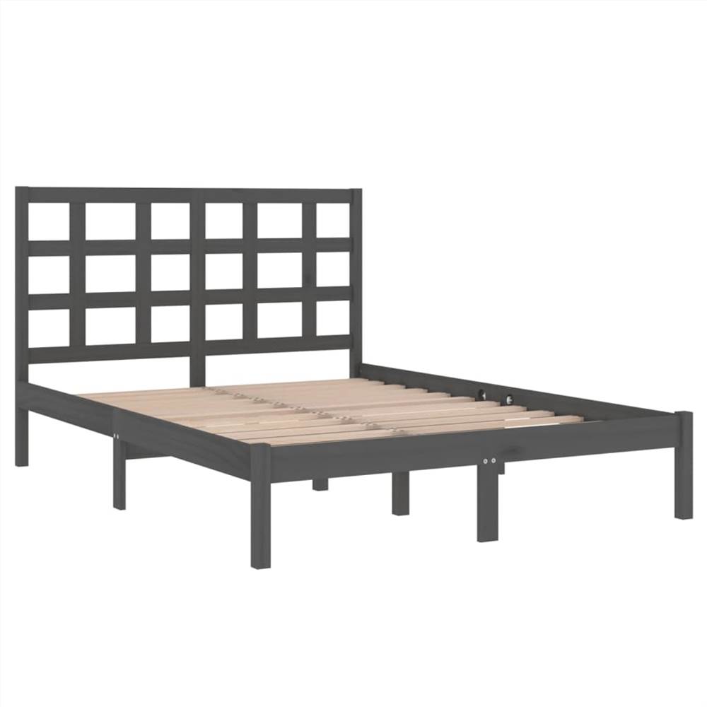 Bed Frame Grey Solid Wood 140x190 cm Bed Frame Grey Solid Wood 140x190 Cm -NEWTRAL Sales Shop Bed Frame Grey Solid Wood 140x190 cm 512506 3