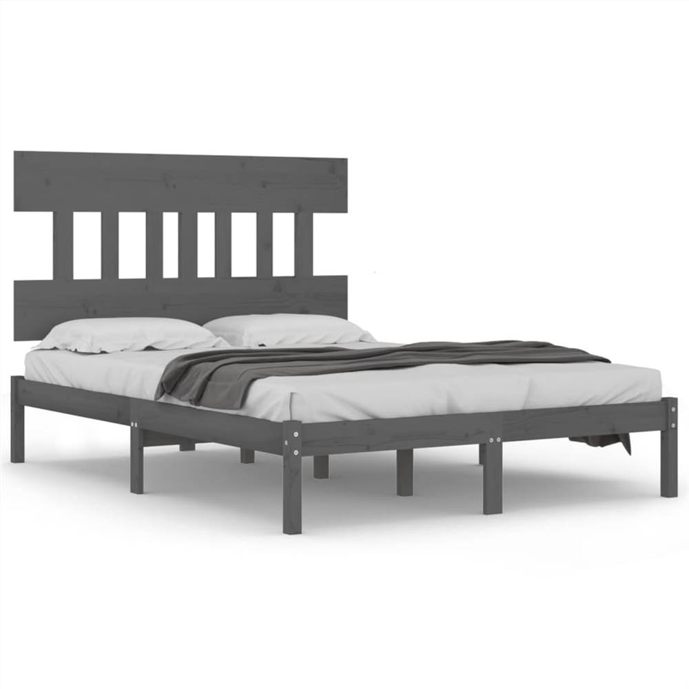 Bed Frame Grey Solid Wood 140x190 cm Bed Frame Grey Solid Wood 140x190 Cm -NEWTRAL Sales Shop Bed Frame Grey Solid Wood 140x190 cm 514691 1