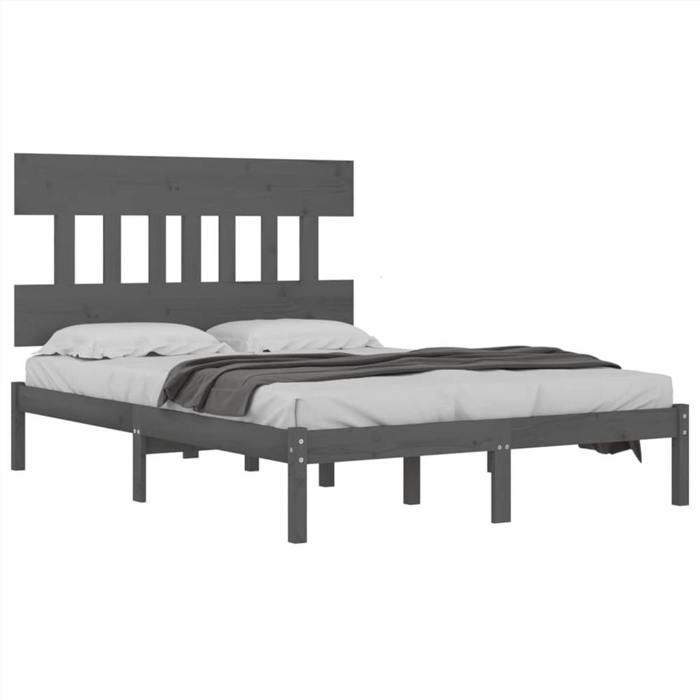 Bed Frame Grey Solid Wood 140x190 cm Bed Frame Grey Solid Wood 140x190 Cm -NEWTRAL Sales Shop Bed Frame Grey Solid Wood 140x190 cm 514691 2
