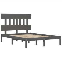 Bed Frame Grey Solid Wood 140x190 Cm 3 Bed Frame Grey Solid Wood 140x190 Cm -NEWTRAL Sales Shop Bed Frame Grey Solid Wood 140x190 cm 514691 3